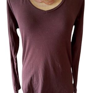 CAbi Deep Burgundy V-Neck Top Medium
